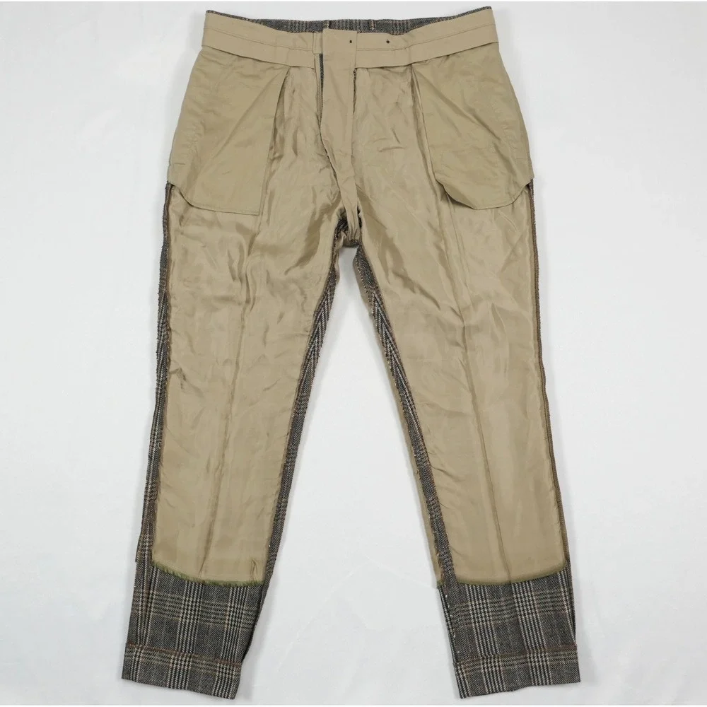 Banana Republic Mens 36x30 Tailored Slim Fit Glen Plaid Wool Tweed Italian Pants